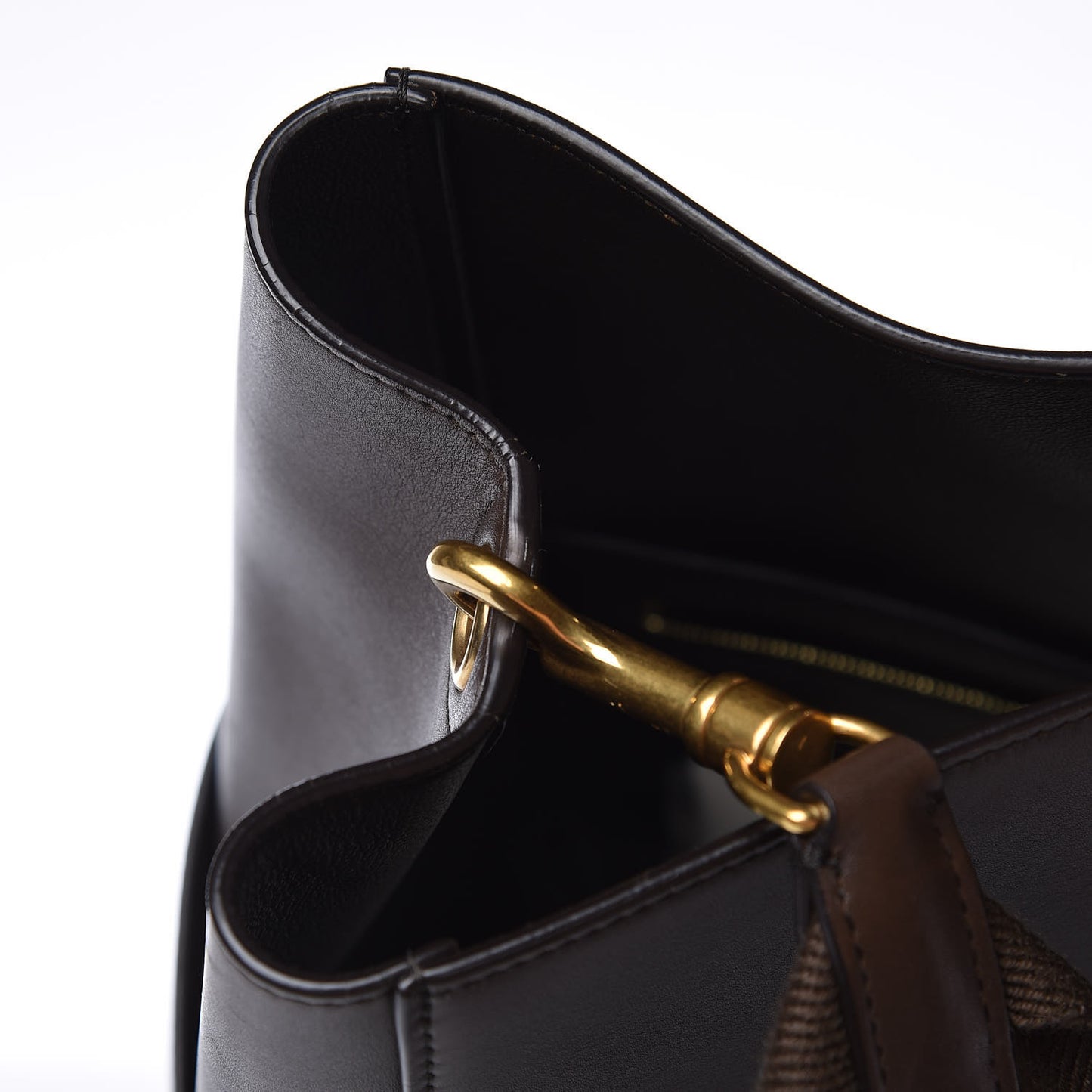 Supersoft Calfskin Sangle Bucket Bag Wood