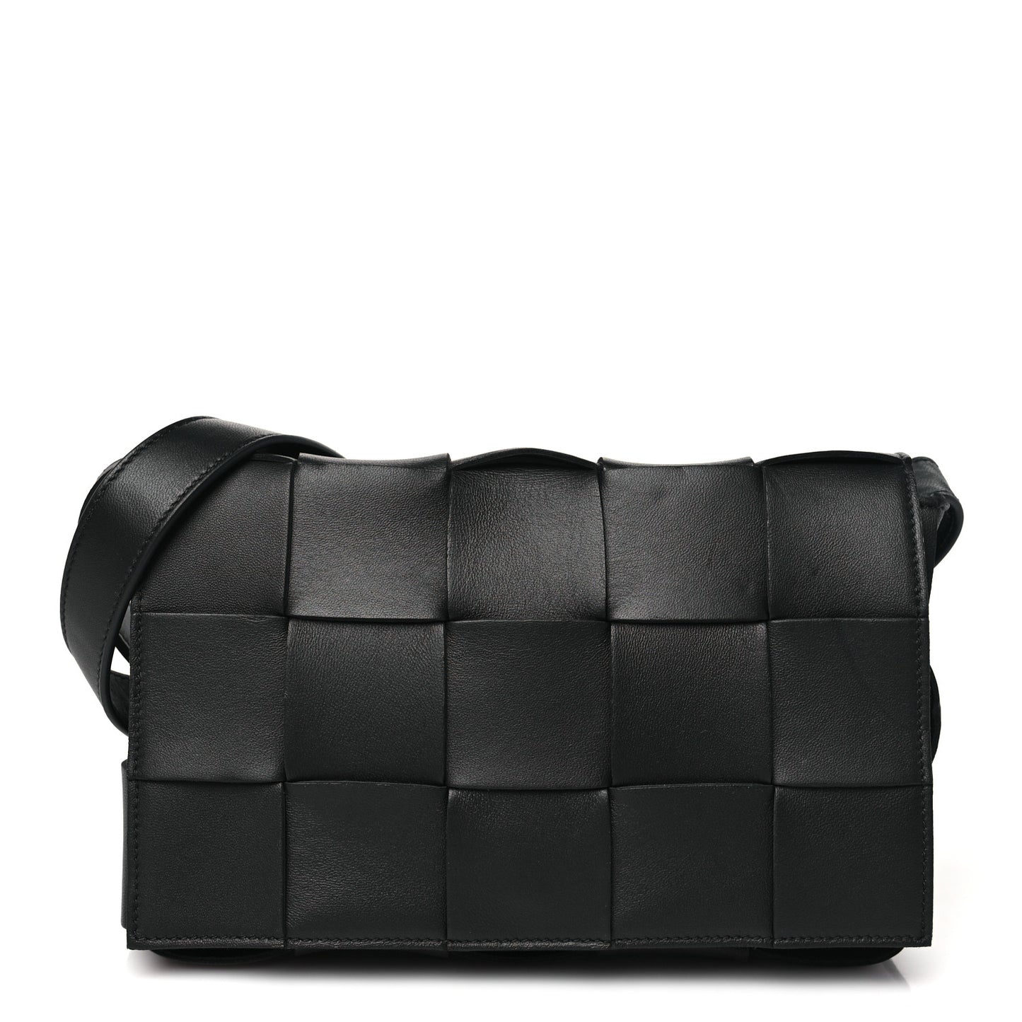 Lambskin Maxi Intrecciato Cassette Crossbody Bag Black