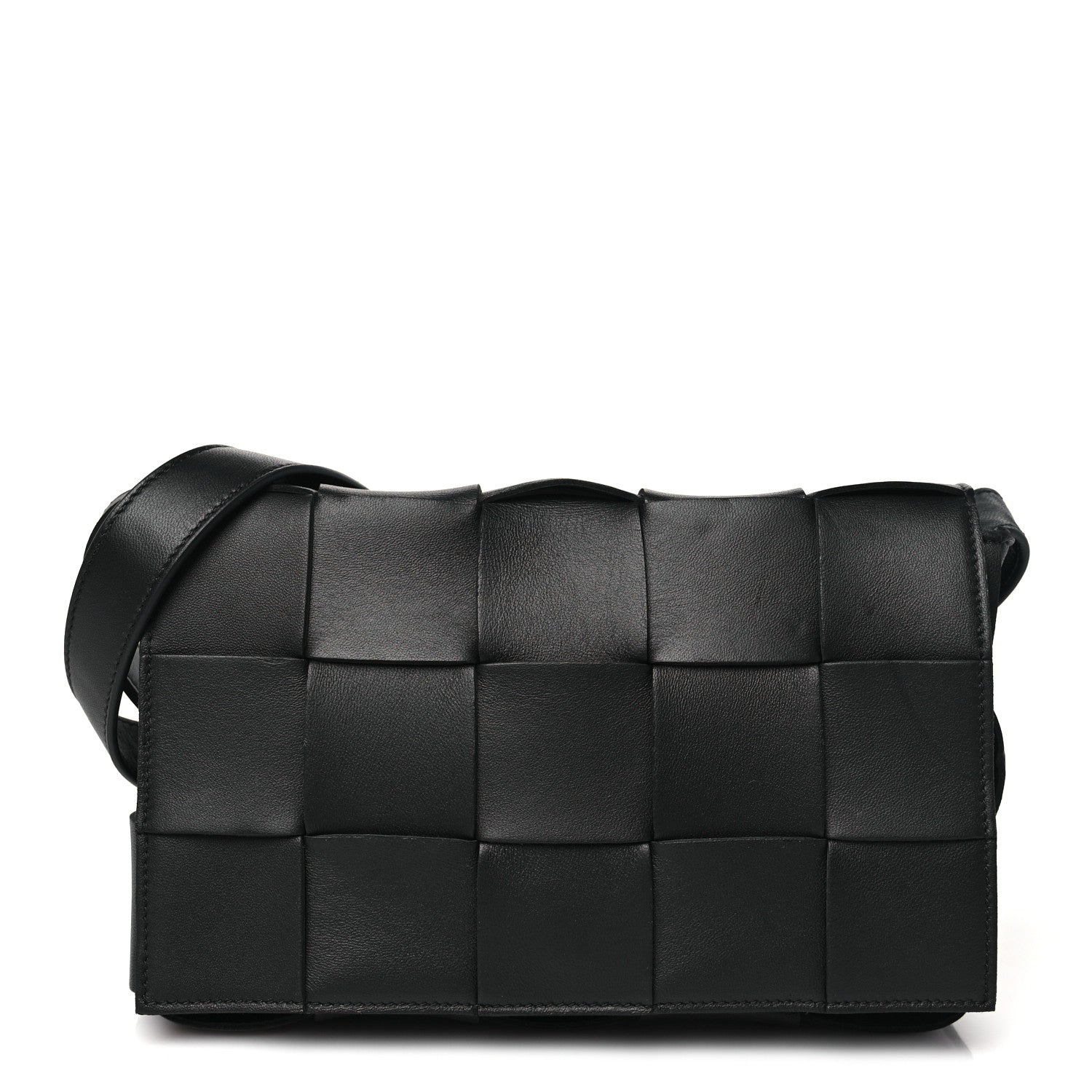Bottega Veneta Lambskin Maxi Intrecciato Cassette Crossbody Bag Black 1 of 10