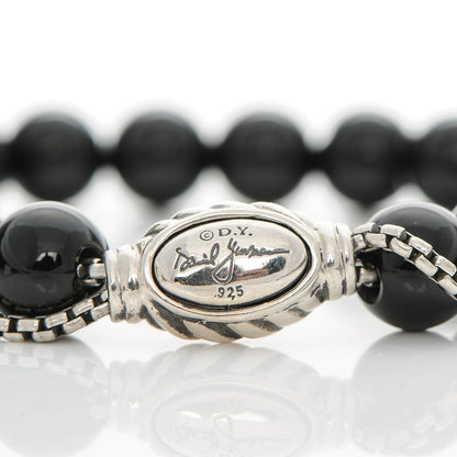 David Yurman Sterling Silver Black Onyx 8mm Spiritual Beads Adjustable Bracelet 4 of 5