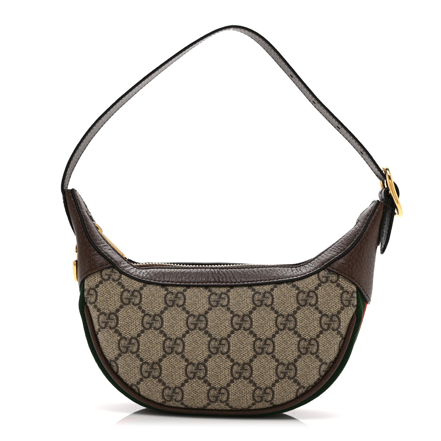 Gucci GG Supreme Monogram Textured Calfskin Web Mini Ophidia Half Moon Hobo Beige Ebony New Acero 1 of 10