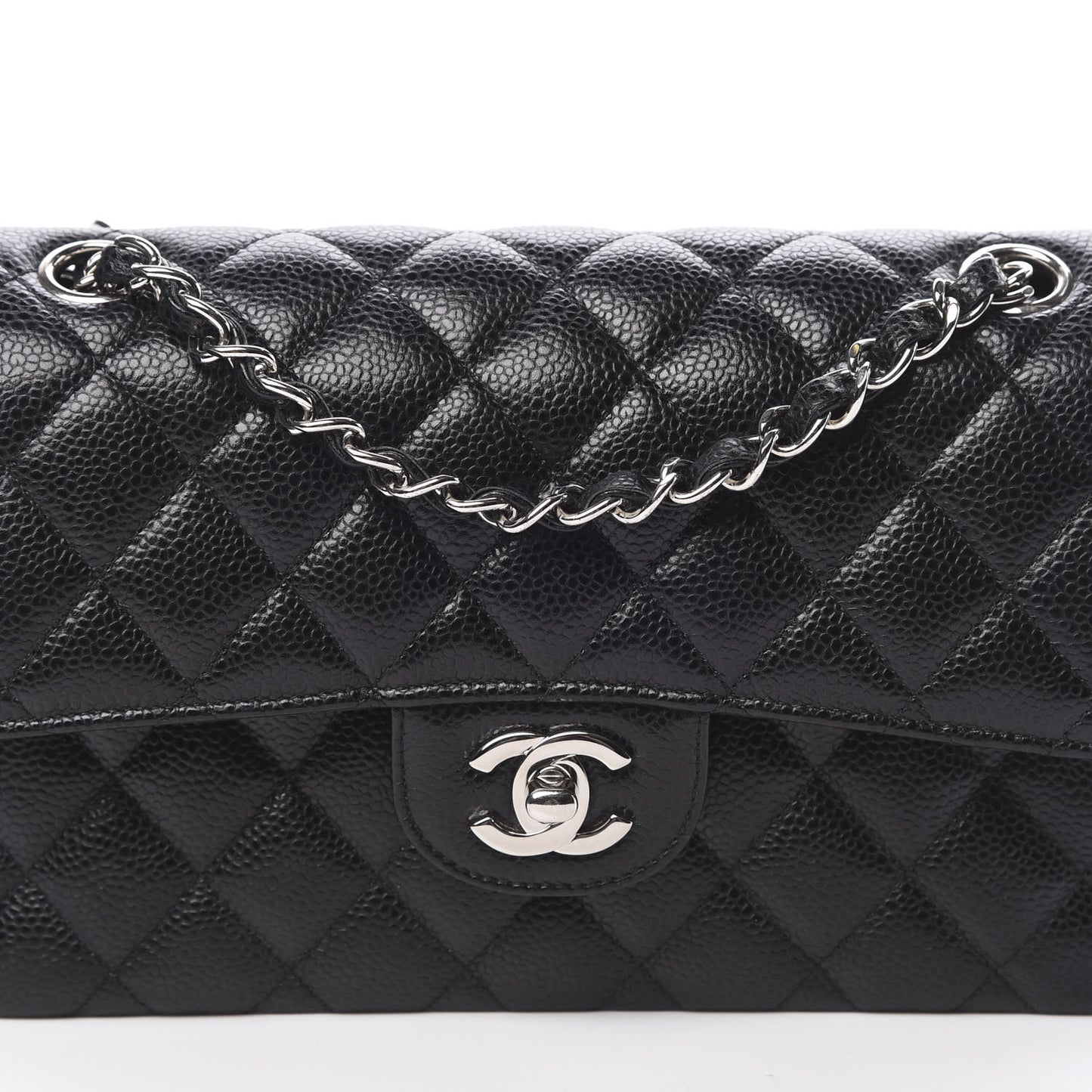 Caviar Quilted Small Double Flap Black