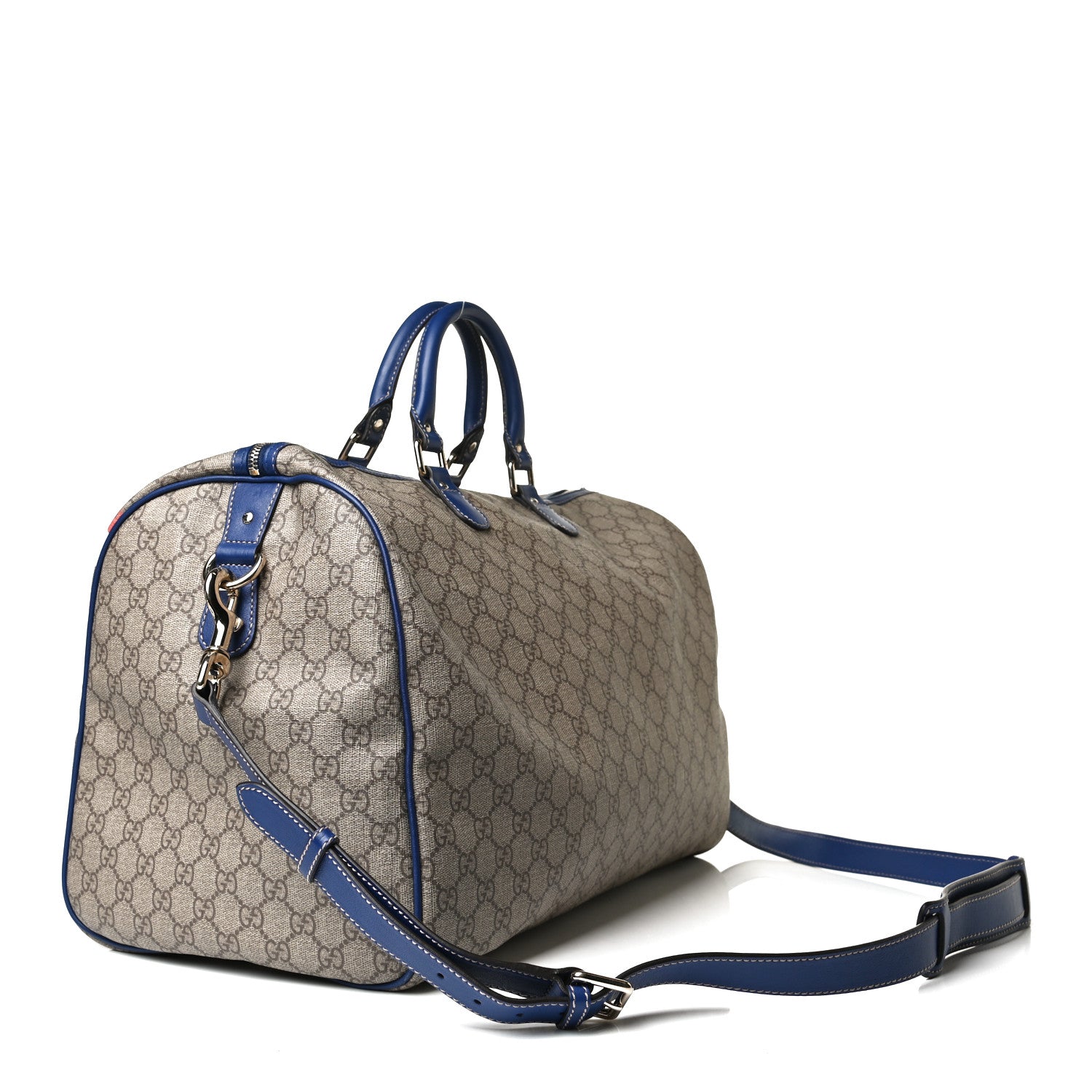 Gucci GG Plus Monogram Large Boston USA Flag Unicef Duffle Blue 3 of 11