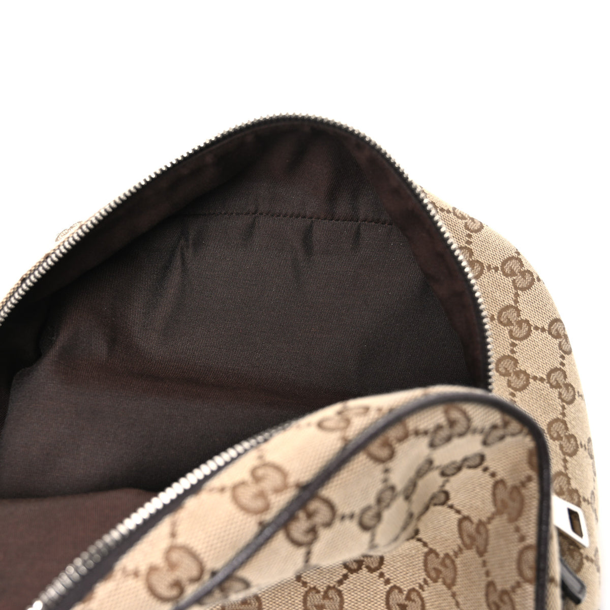 Gucci Monogram Dollar Calfskin Waist Pouch Beige Ebony Testa di Moro Marrone Scuro 5 of 10