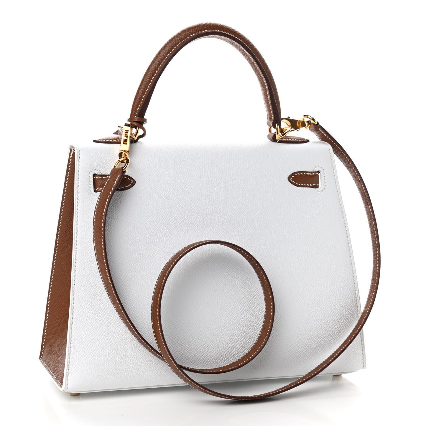 Epsom Bi-Color Horseshoe Kelly Sellier 25 White Miel
