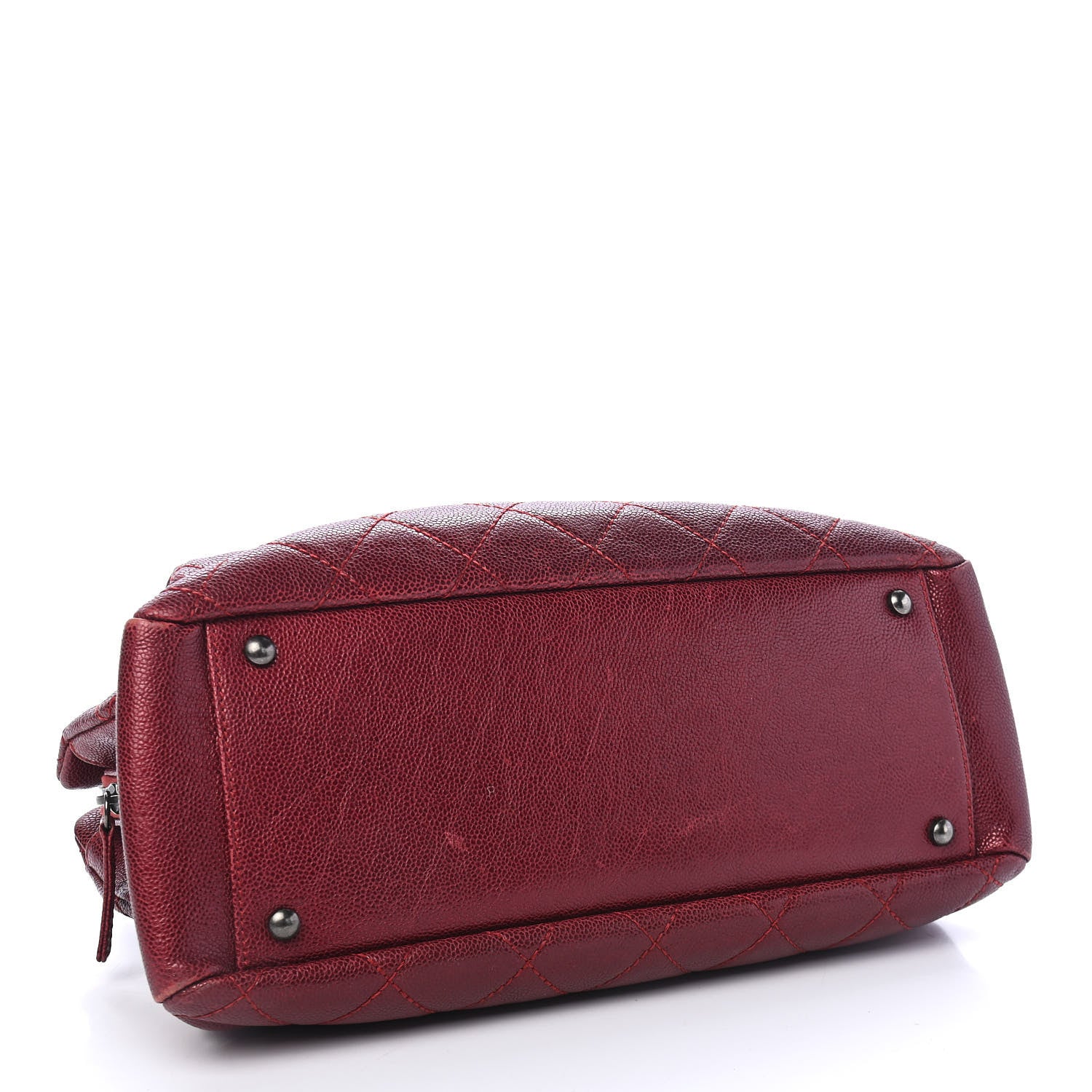 Chanel Iridescent Caviar Quilted Chic Shopping Tote Dark Red 3 of 8