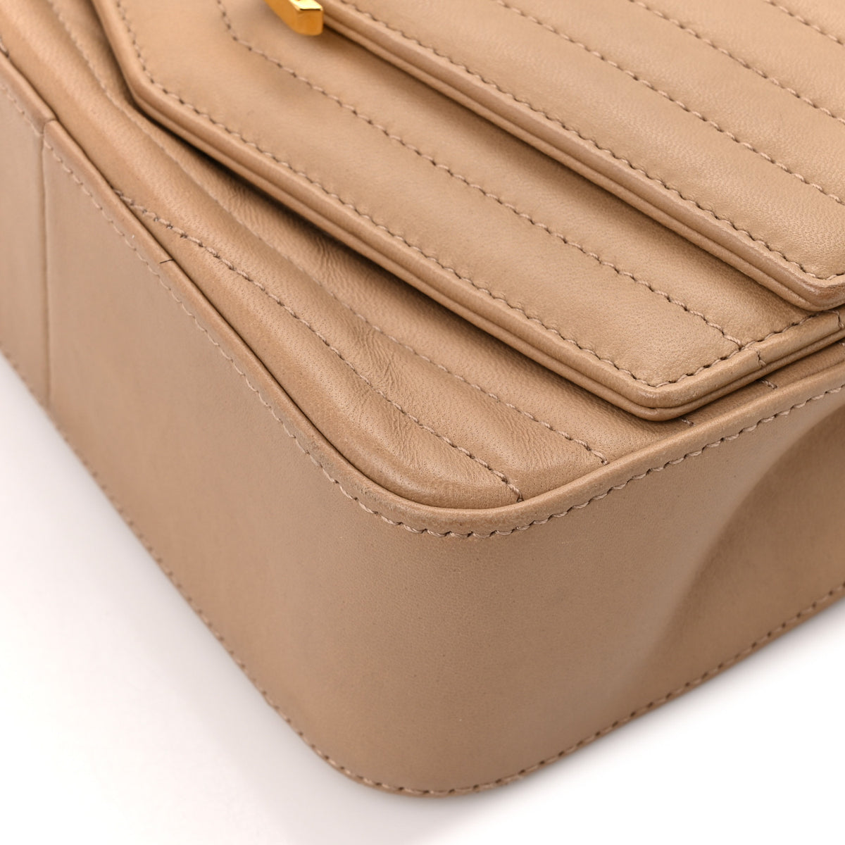 Saint Laurent Lambskin Matelasse Chevron Monogram Small Sulpice Bag Sable Beige 14 of 16