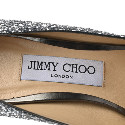 Jimmy Choo Coarse Glitter Degrade Pointy Toe Romy 100 Pumps 37.5 Navy Silver 7 of 8