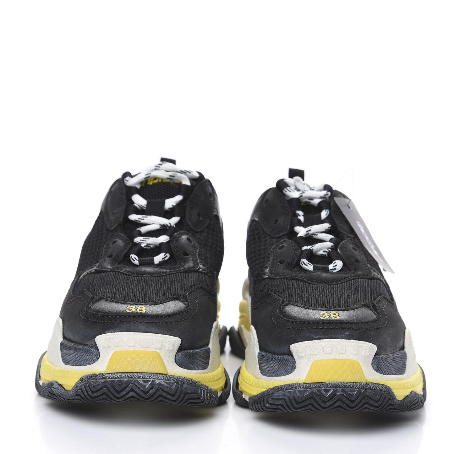 Fabric Mesh Womens Triple S Sneakers 38 Black Yellow