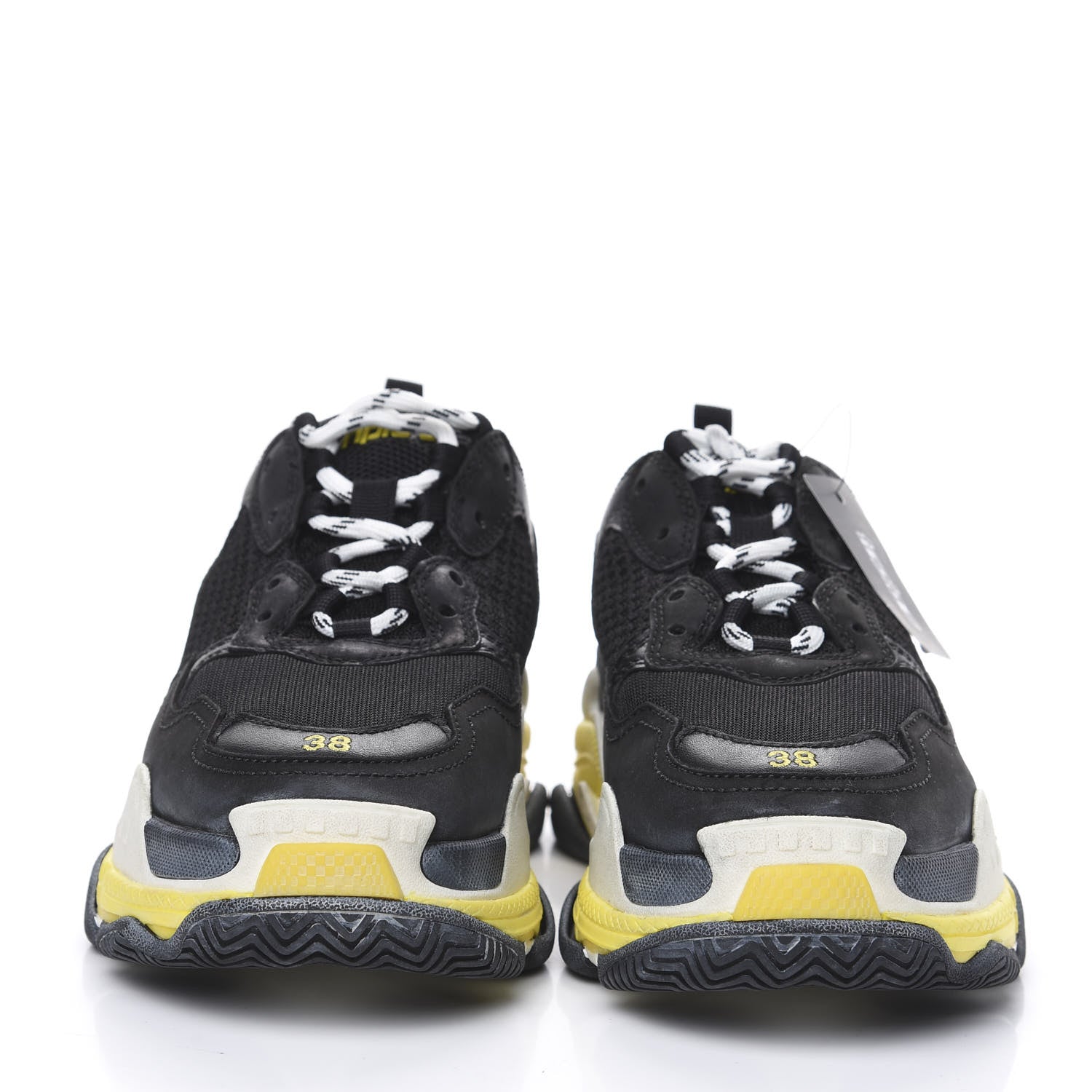 Balenciaga Fabric Mesh Womens Triple S Sneakers 38 Black Yellow 2 of 7