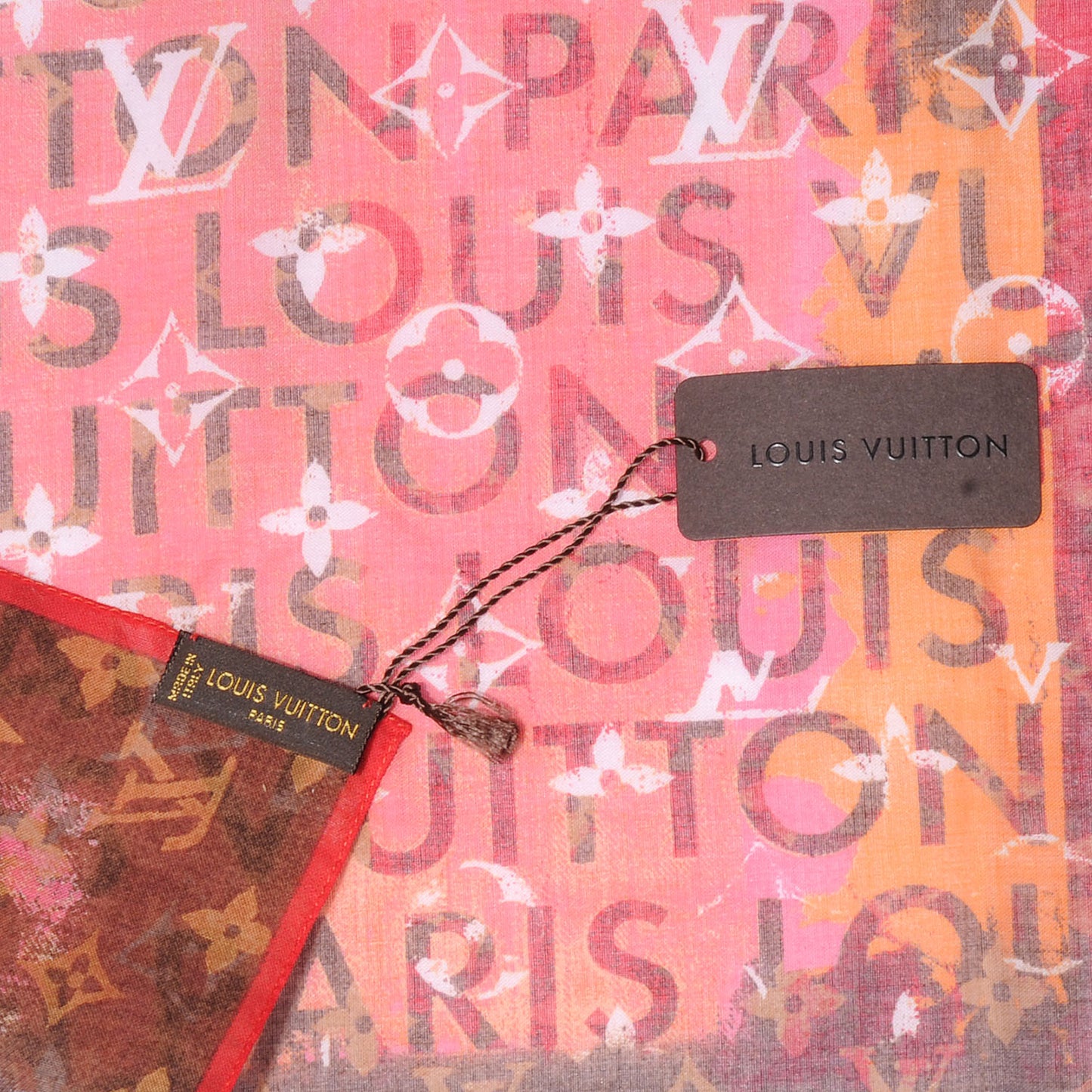 Cotton Monogram Pulp Bandana Square Scarf Rose