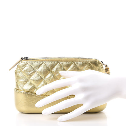 Chanel Metallic Aged Calfskin Quilted Small Gabrielle Clutch With Chain Gold 3 of 10