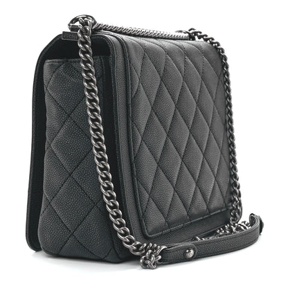 Chanel Washed Caviar Quilted Small Square Turn Around Ligne Flap Dark Grey 3 of 11