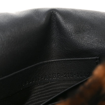 Fendi Shearling Vitello Dolce Macro FF 1974 Mini Baguette Tobacco Black 7 of 10