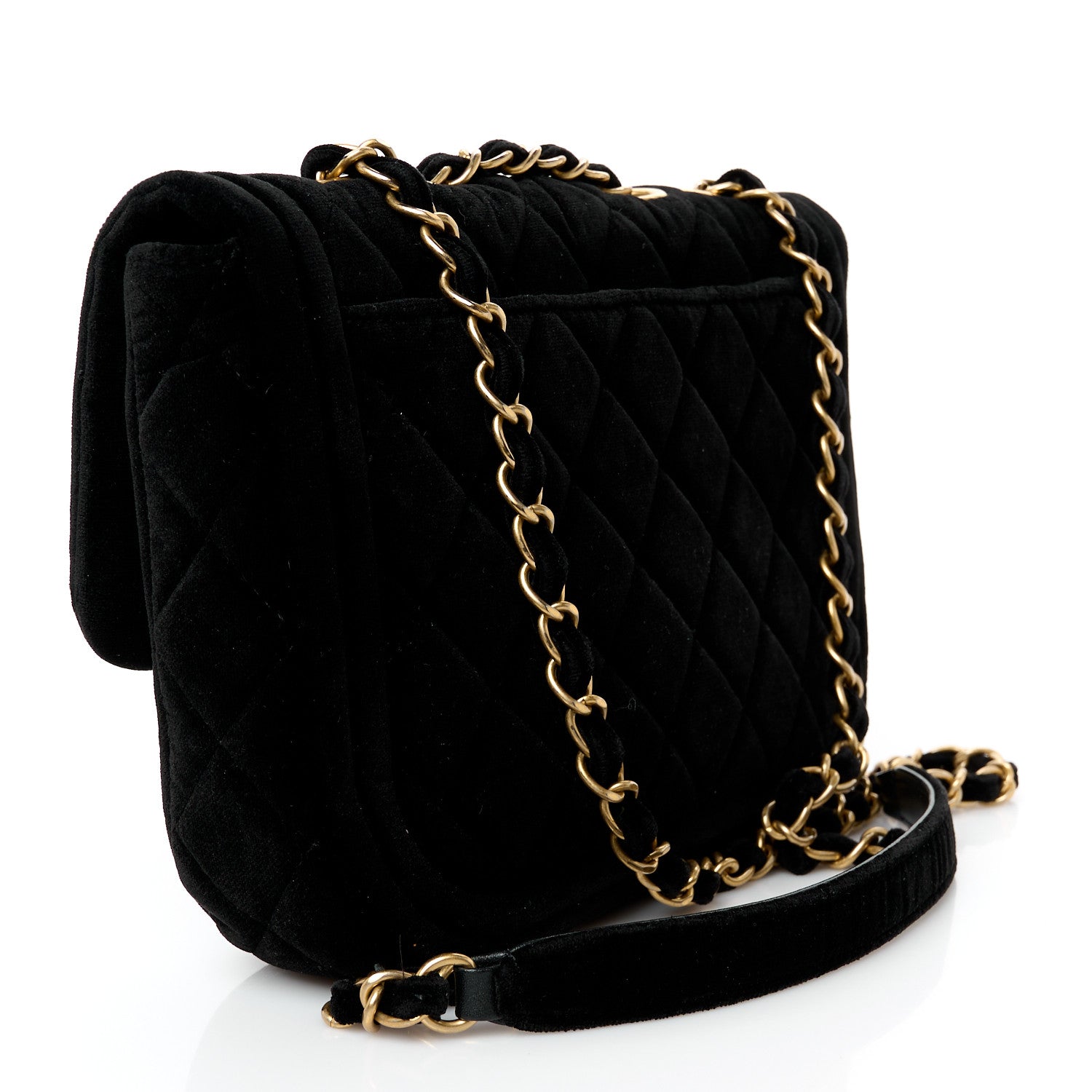Chanel Velvet Quilted Double Frame Flap Black 3 of 11