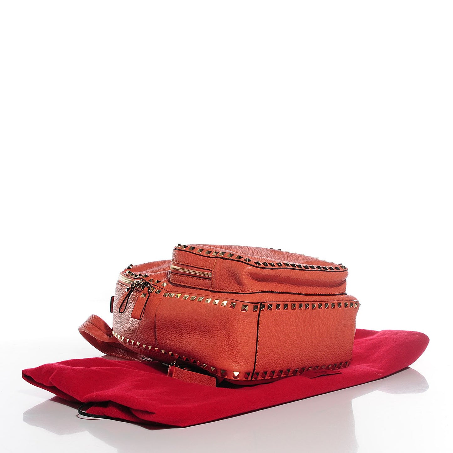 Grained Calfskin Medium Rockstud Backpack Coral