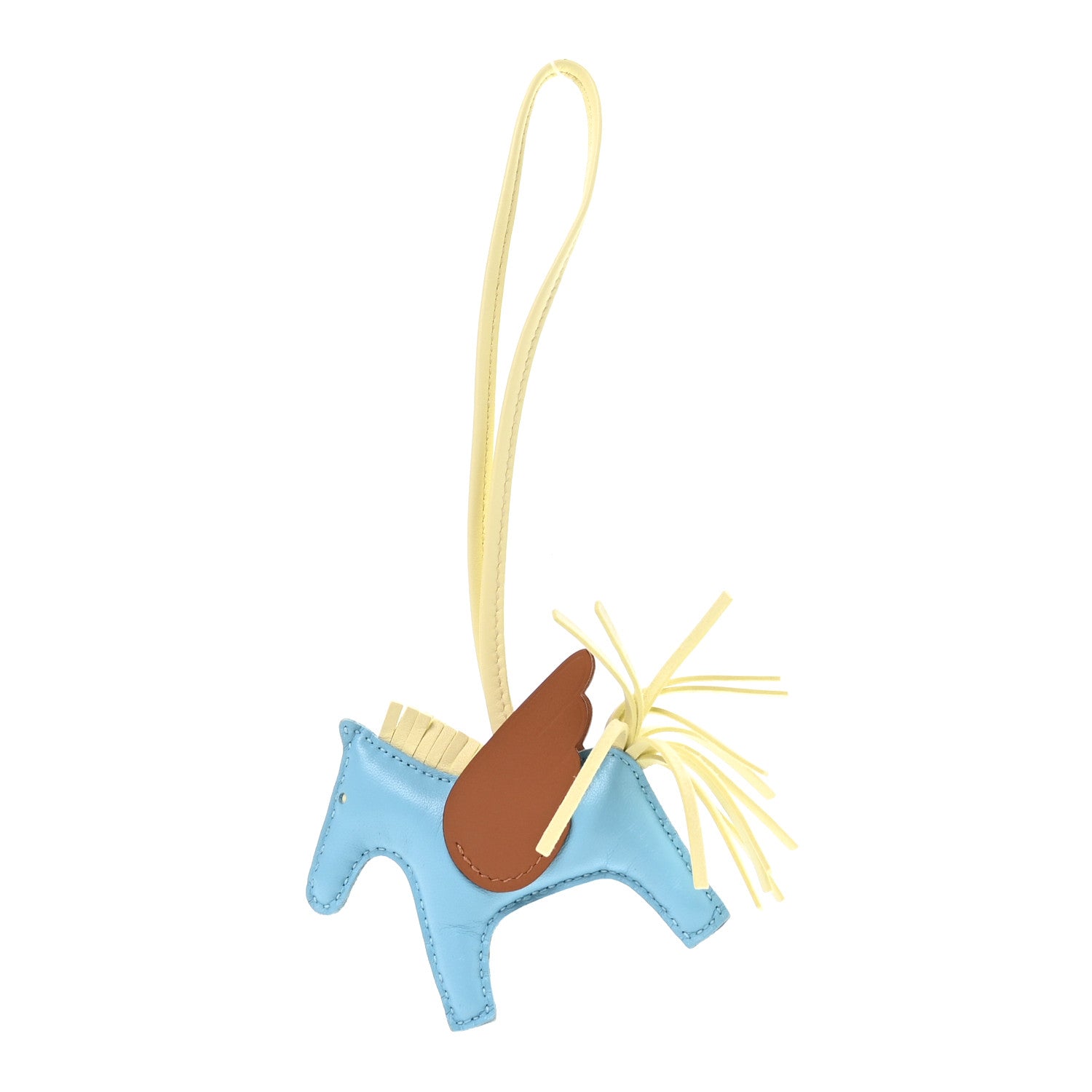 Hermes Milo Lambskin Grigri Rodeo Pegase Horse Bag Charm PM Celeste Gold Jaune Milton 1 of 5