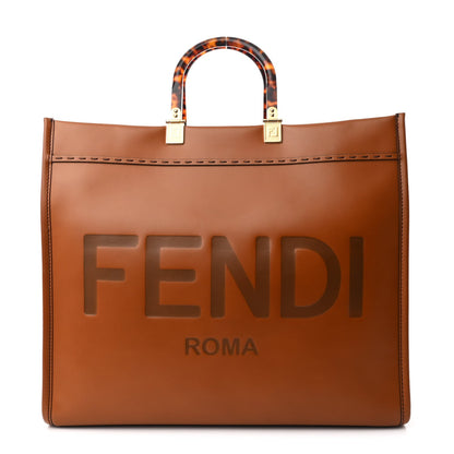 Fendi Vitello King Plexiglass Large Fendi Sunshine Shopper Tote Cuoio 1 of 10