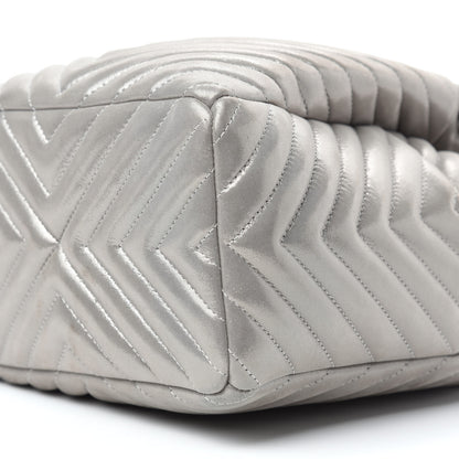 Chanel Iridescent Calfskin Chevron Small Urban Spirit Drawstring Bag Silver 7 of 18