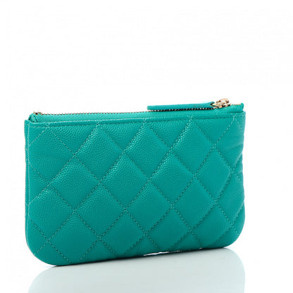 Chanel Caviar Quilted Small Cosmetic Case Turquoise 3 of 10