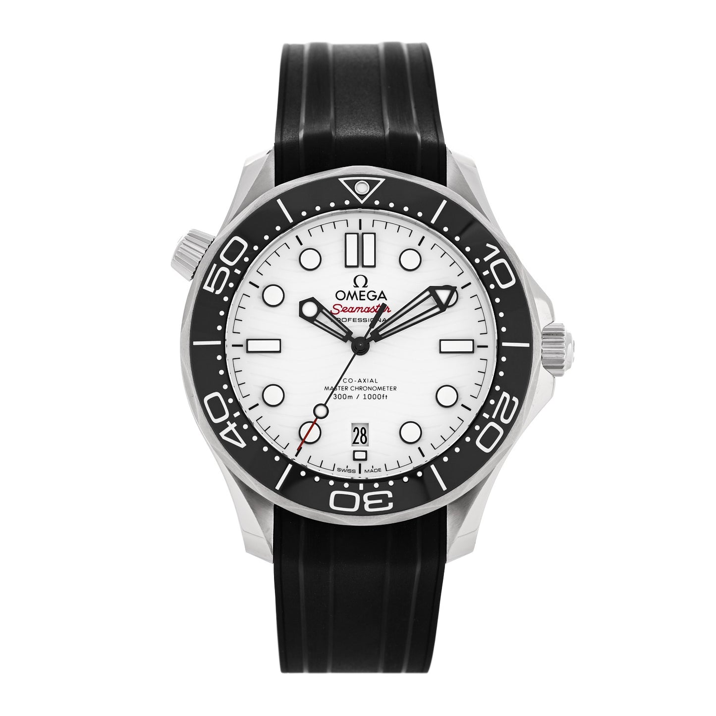 Stainless Steel Rubber 42mm Seamaster Diver 300M Co-Axial Master Chronometer Automatic Watch White 210.32.42.20.04.001