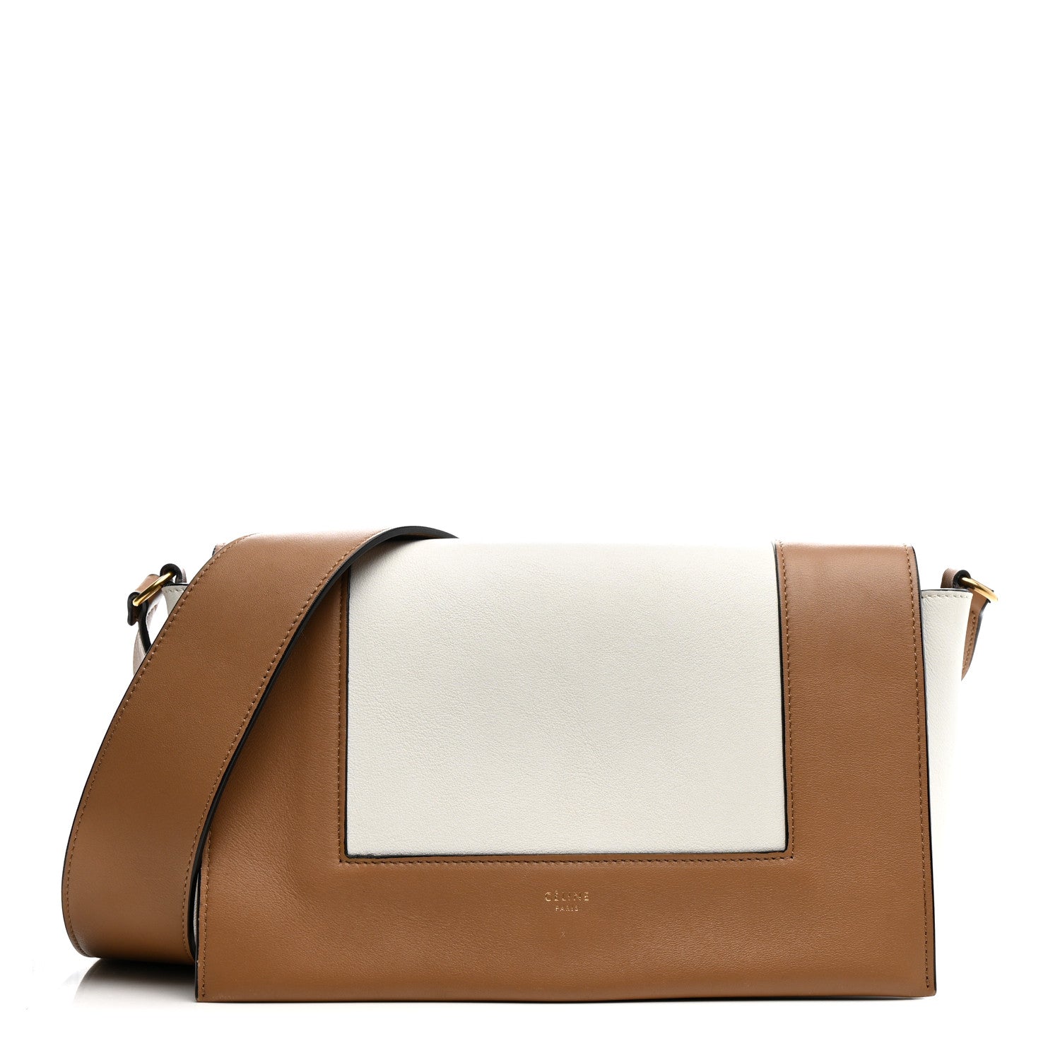 Celine Shiny Smooth Calfskin Medium Frame Shoulder Bag Tan Optic White 1 of 15