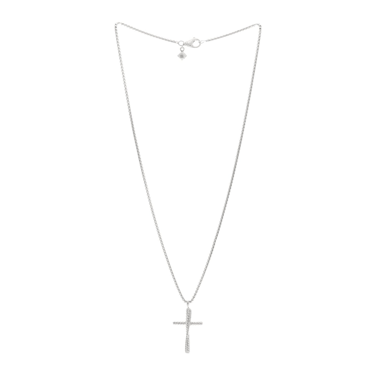 Sterling Silver Diamond 35mm Crossover Cross Necklace