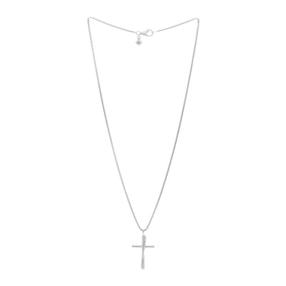 David Yurman Sterling Silver Diamond 35mm Crossover Cross Necklace 3 of 6