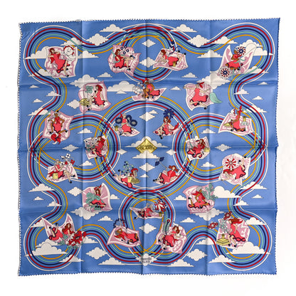 Hermes Silk Carres Volants Scarf 70 Bleu Myosotis White 1 of 3