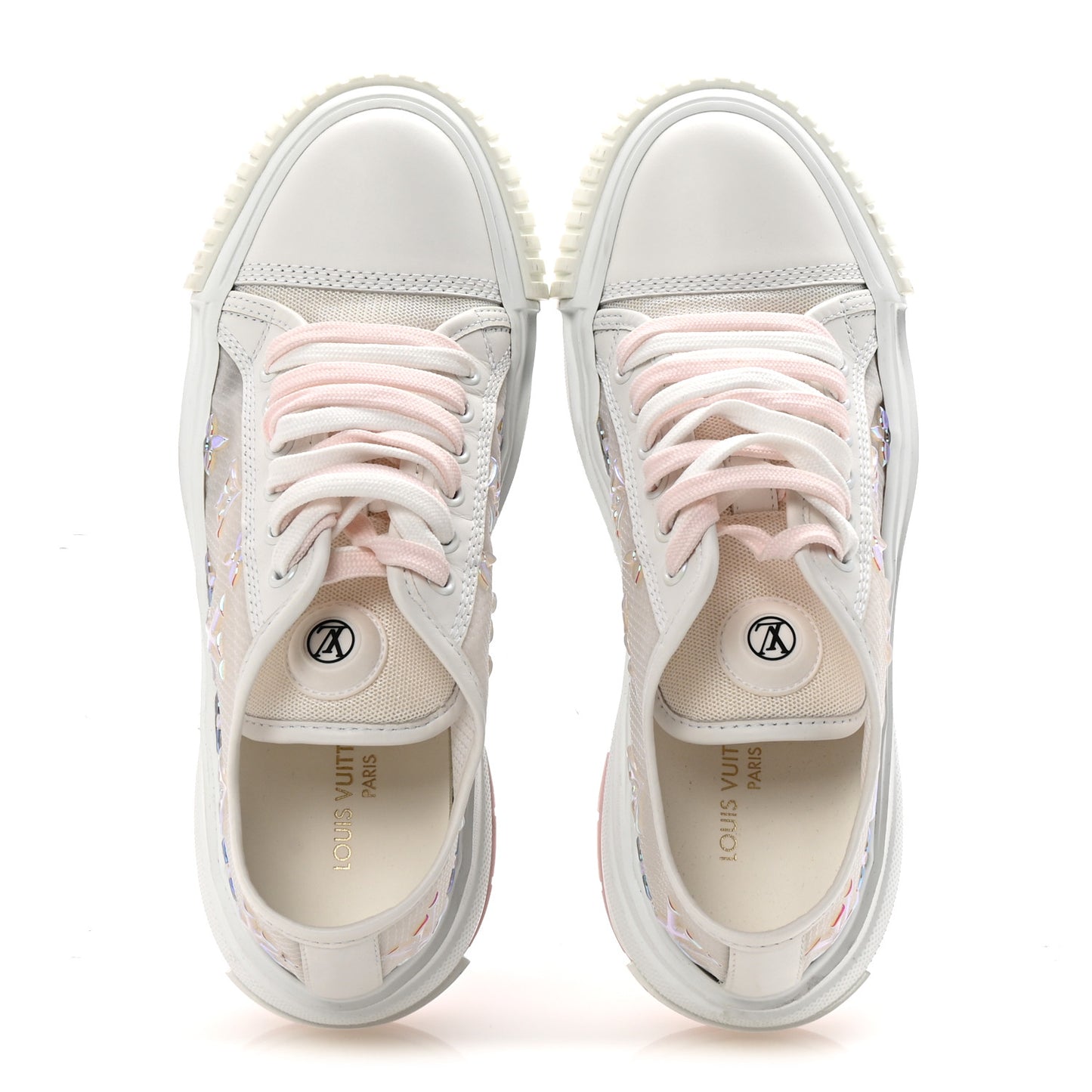 Iridescent Technical Mesh Monogram LV Squad Low Top Sneakers 36.5 Rose Clair