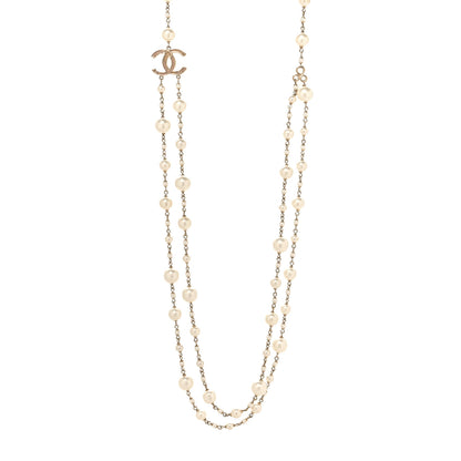 Chanel Pearl Enamel CC Long Necklace Gold 1 of 5