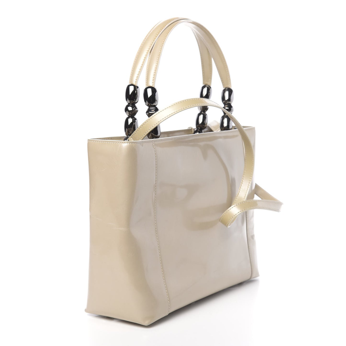 Calfskin Maris Pearl Beaded Top Handle Bag Beige