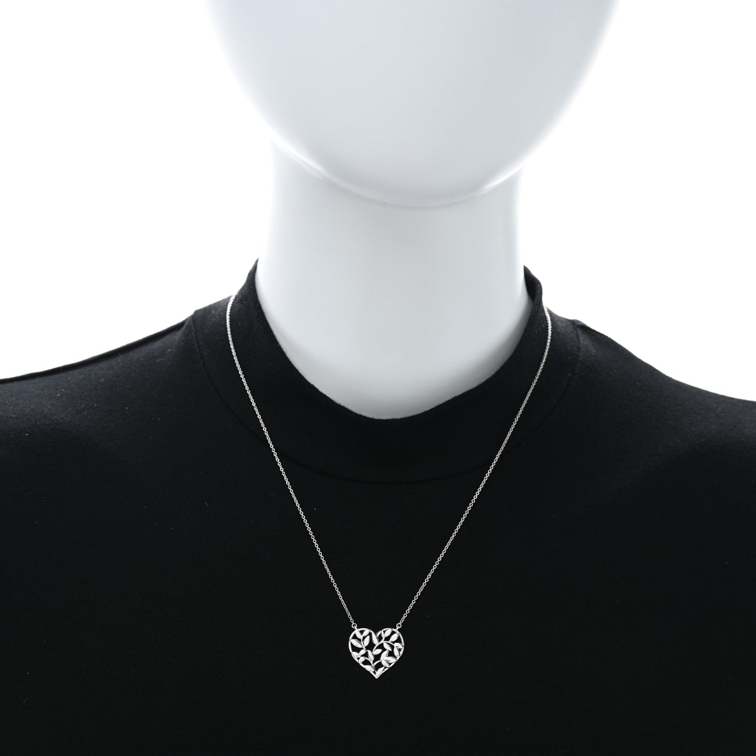 Tiffany Sterling Silver Paloma Picasso Olive Leaf Heart Pendant Necklace 3 of 4