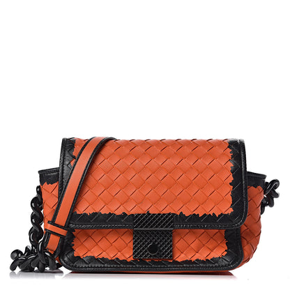 Bottega Veneta Nappa Intrecciato Mini Glass Shoulder Bag Orange Black 1 of 11