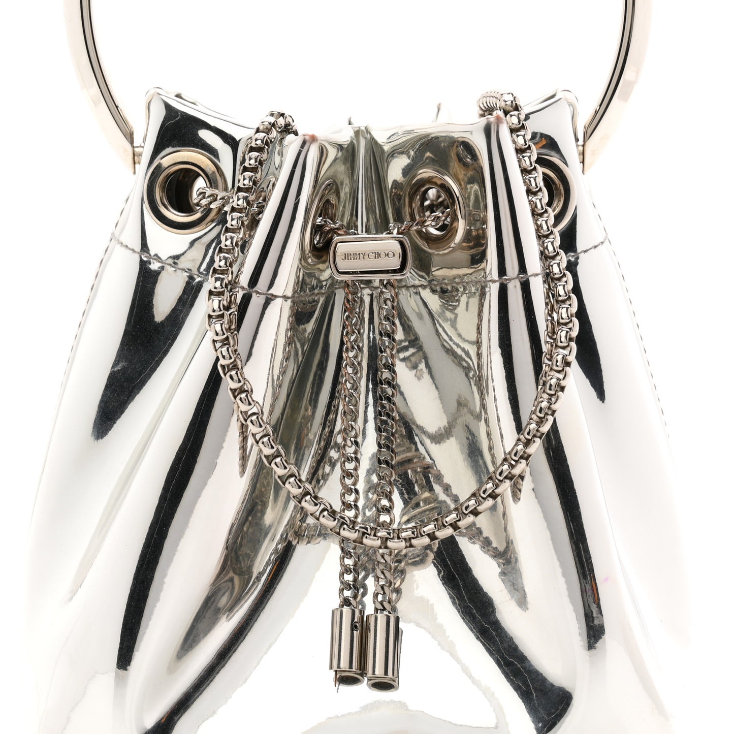 Metallic Patent Bon Bon Bag Silver
