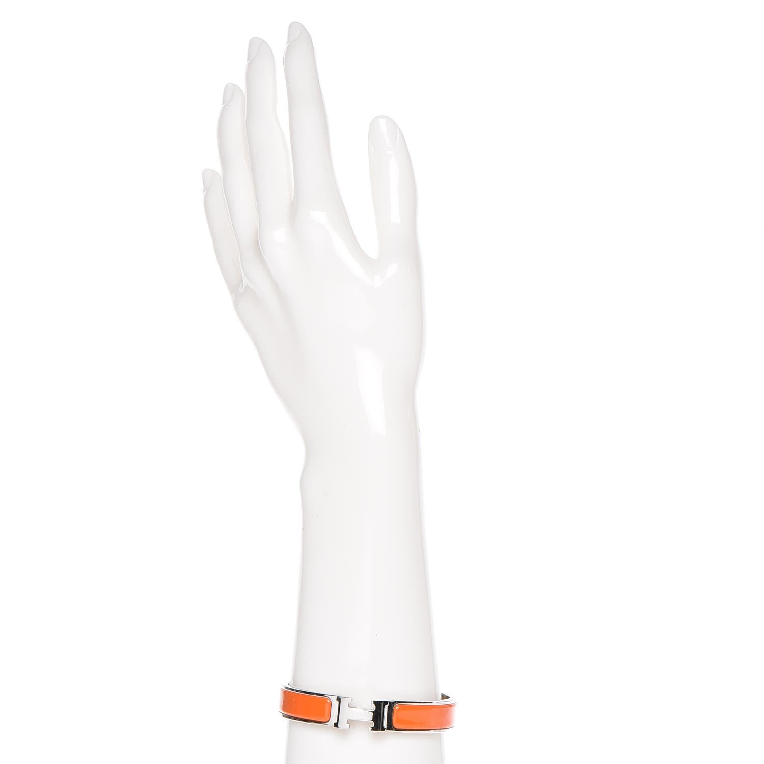 Hermes Enamel Narrow Clic Clac H Bracelet GM Orange 2 of 5