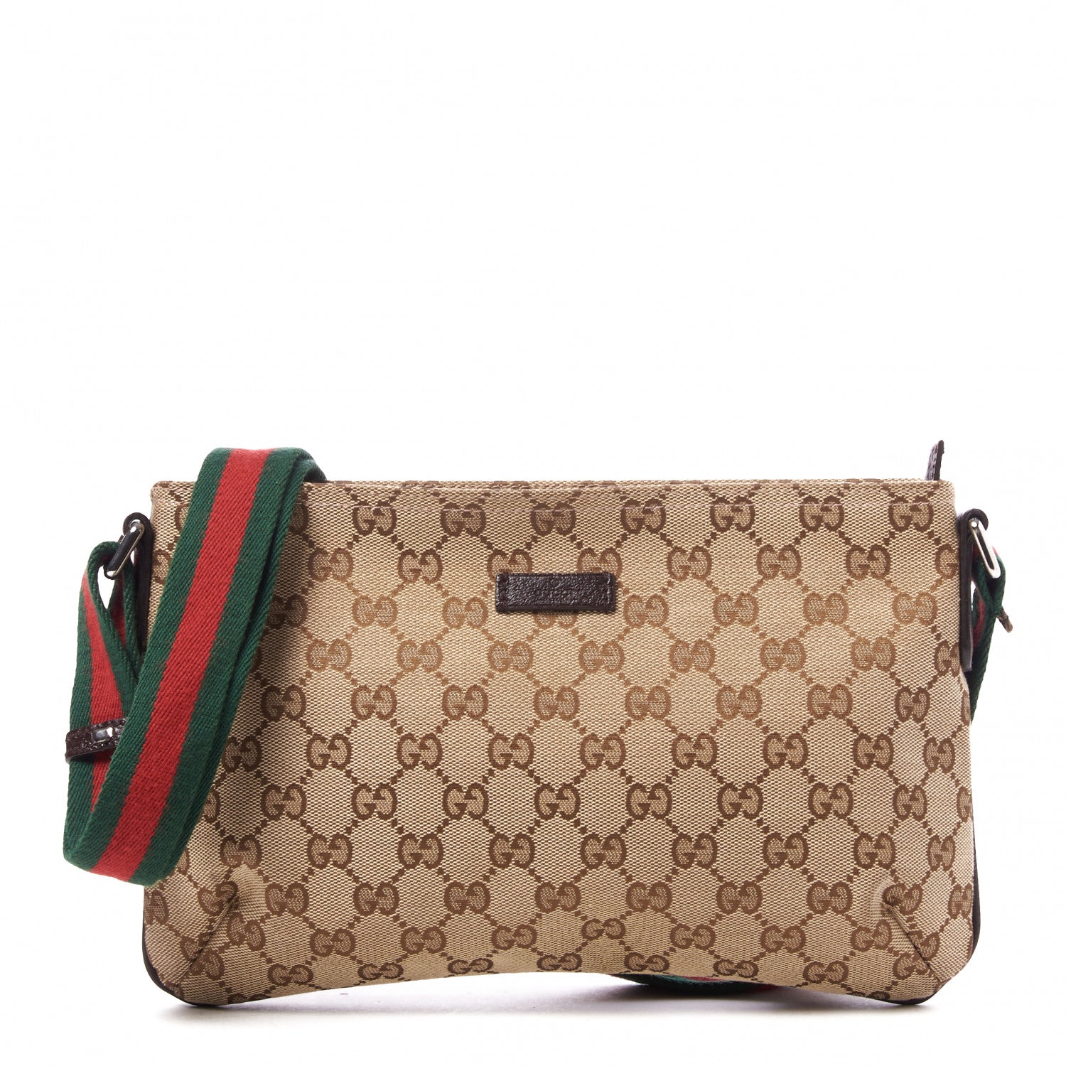 Gucci Monogram Web Small Flat Messenger Crossbody Dark Brown 1 of 8