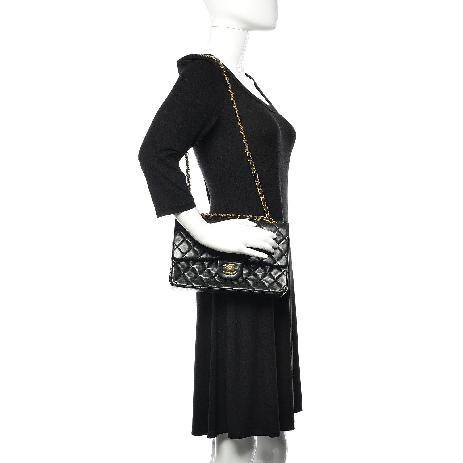 Chanel Lambskin Quilted Medium Double Flap Black 2 of 12