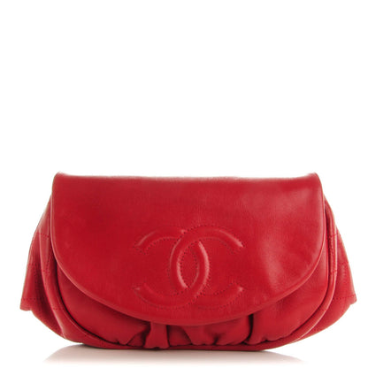 Chanel Lambskin Half Moon Wallet On Chain WOC Red 1 of 8