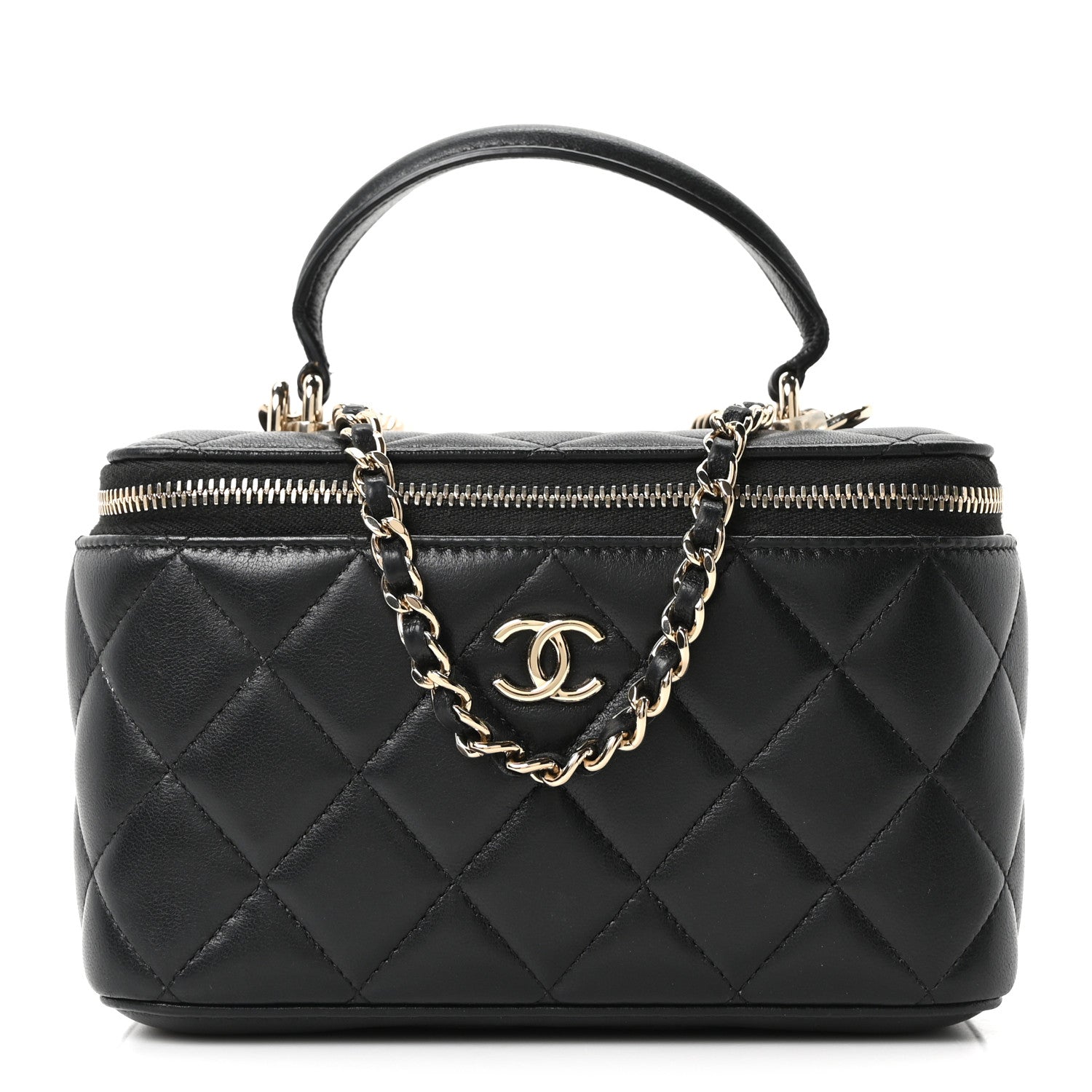 Chanel Lambskin Quilted Small Top Handle Vanity Case With Chain Black 1 of 10