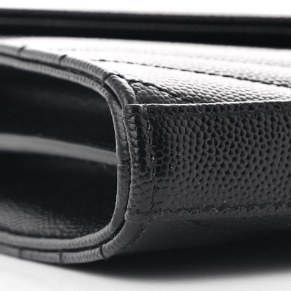 Saint Laurent Grain De Poudre Matelasse Chevron Monogram Chain Wallet Black 10 of 12