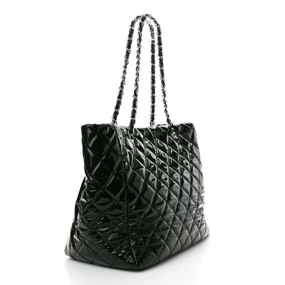 Chanel Patent Quilted Chic and Glitter Large Tote Navy Blue 3 of 12