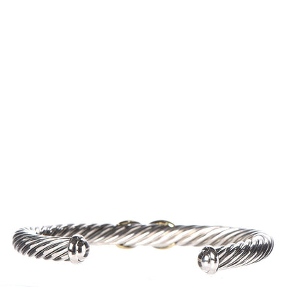 David Yurman Sterling Silver 14K Yellow Gold 7mm X Station Cable Bracelet 3 of 5
