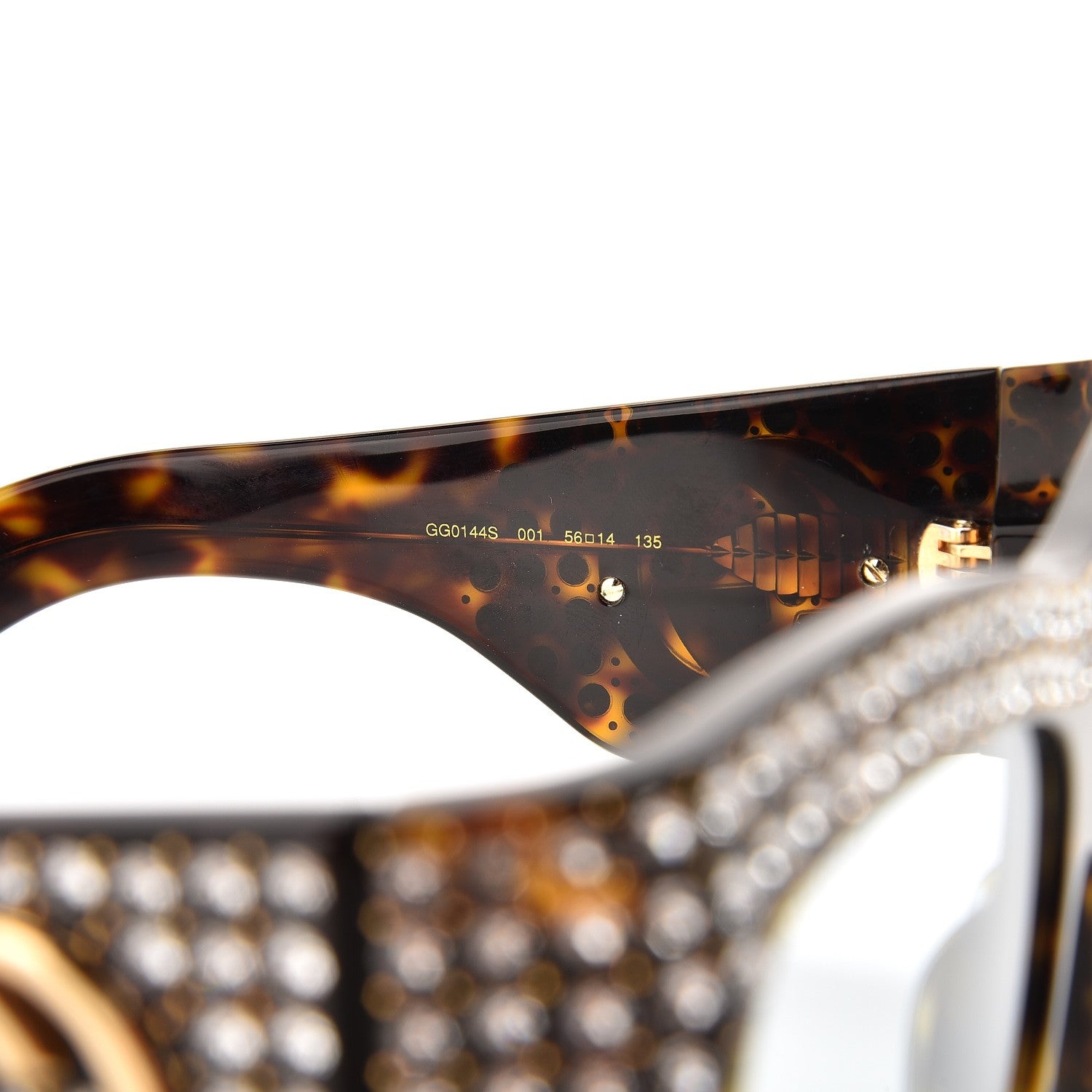 Gucci Acetate Crystal Oversize Hollywood Forever Sunglasses GG0144S Tortoiseshell 5 of 8