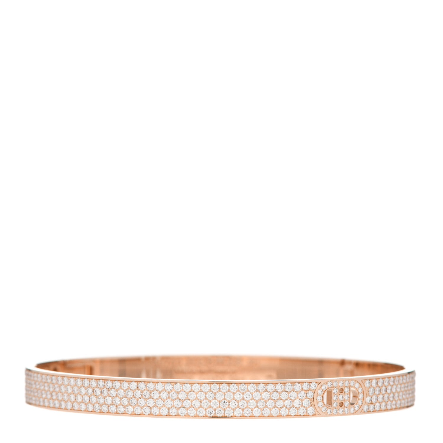 Hermes 18K Rose Gold Pave Diamond H D'Ancre Bracelet SH 1 of 5