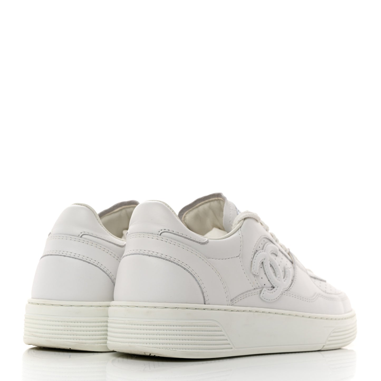 Calfskin CC Womens Sneakers 38 White