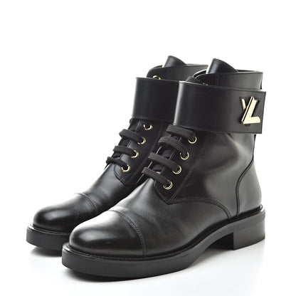 Louis Vuitton Calfskin Wonderland Ranger Boots 37 Black 3 of 11