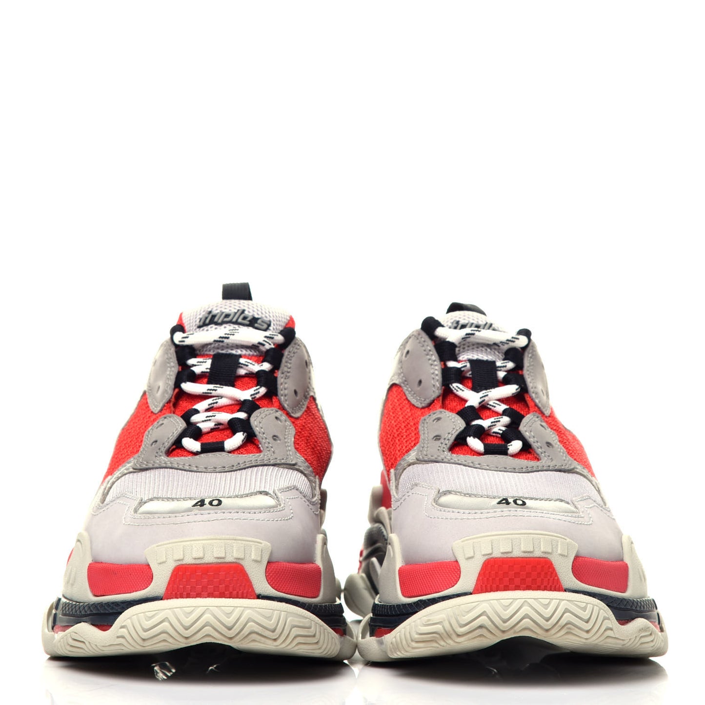 Fabric Mesh Womens Triple S Sneakers 40 Red Grey White