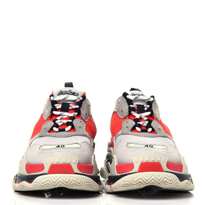 Balenciaga Fabric Mesh Womens Triple S Sneakers 40 Red Grey White 2 of 8