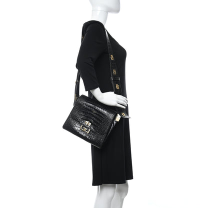 Givenchy Calfskin Crocodile Embossed Medium Eden Black 2 of 9